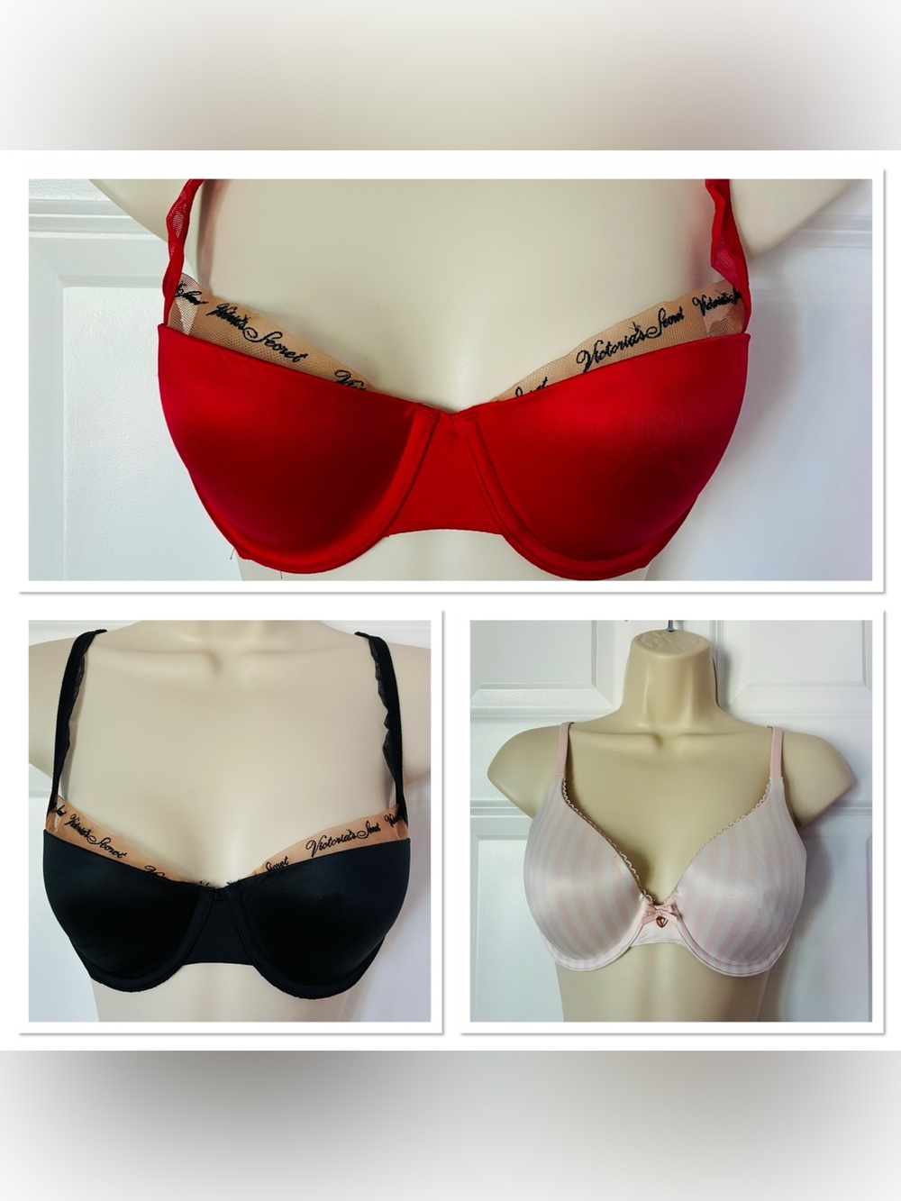 Victoria's Secret Women’s Lightly Lined The Body Bra - Red, Black, Blush D32